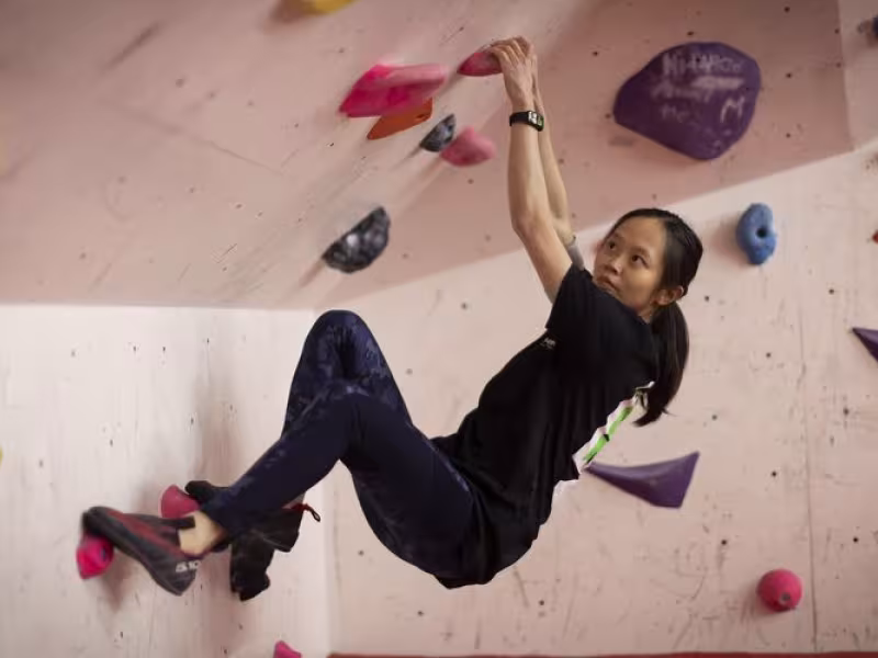Climber bouldering at The Reach
