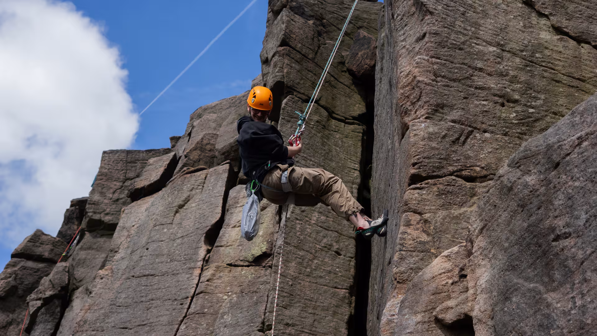 Abseiling outside